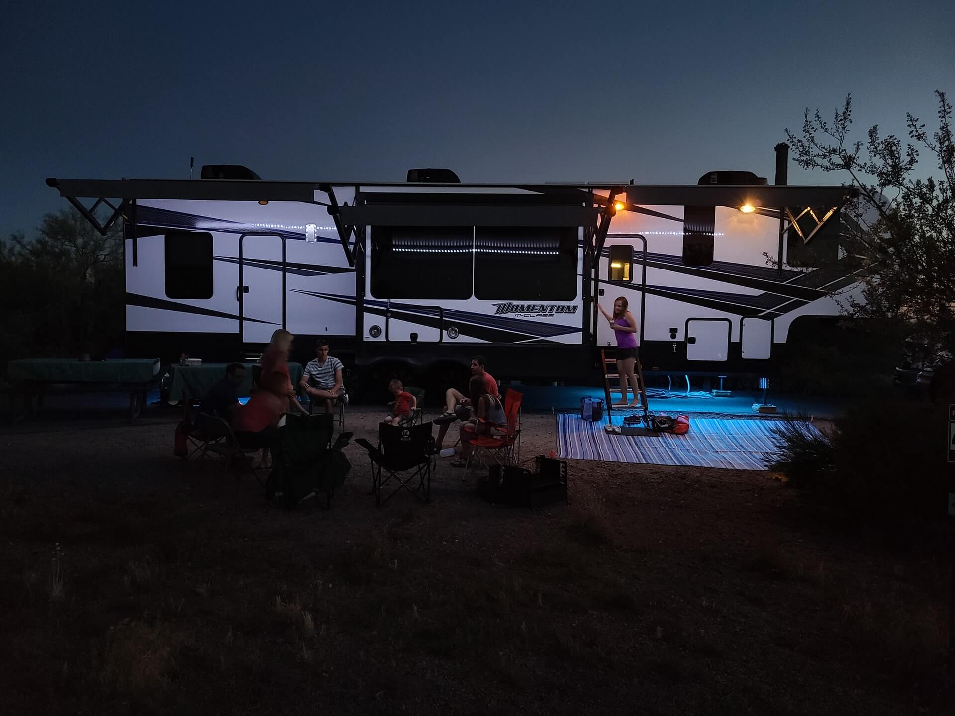 Family-friendly RV park includes enjoying summer evening with kids